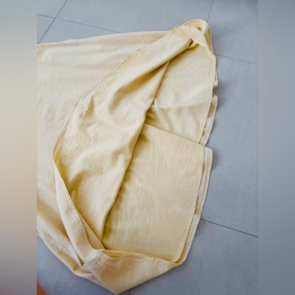 ZARA WOMEN SIZE XS LINEN BLEND MIDI DRESS STRAPLESS IVORY WITH POCKETS - Picture 10 of 11